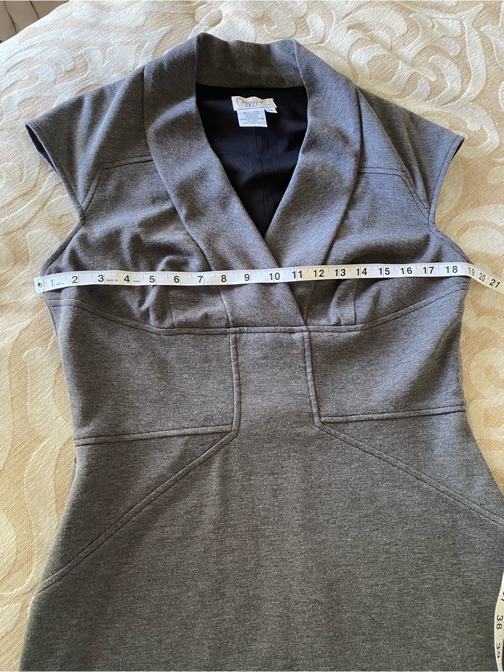 Maggy London Gray Sheath Dress Shawl Collar Career Office Size 14 - Picture 11 of 14